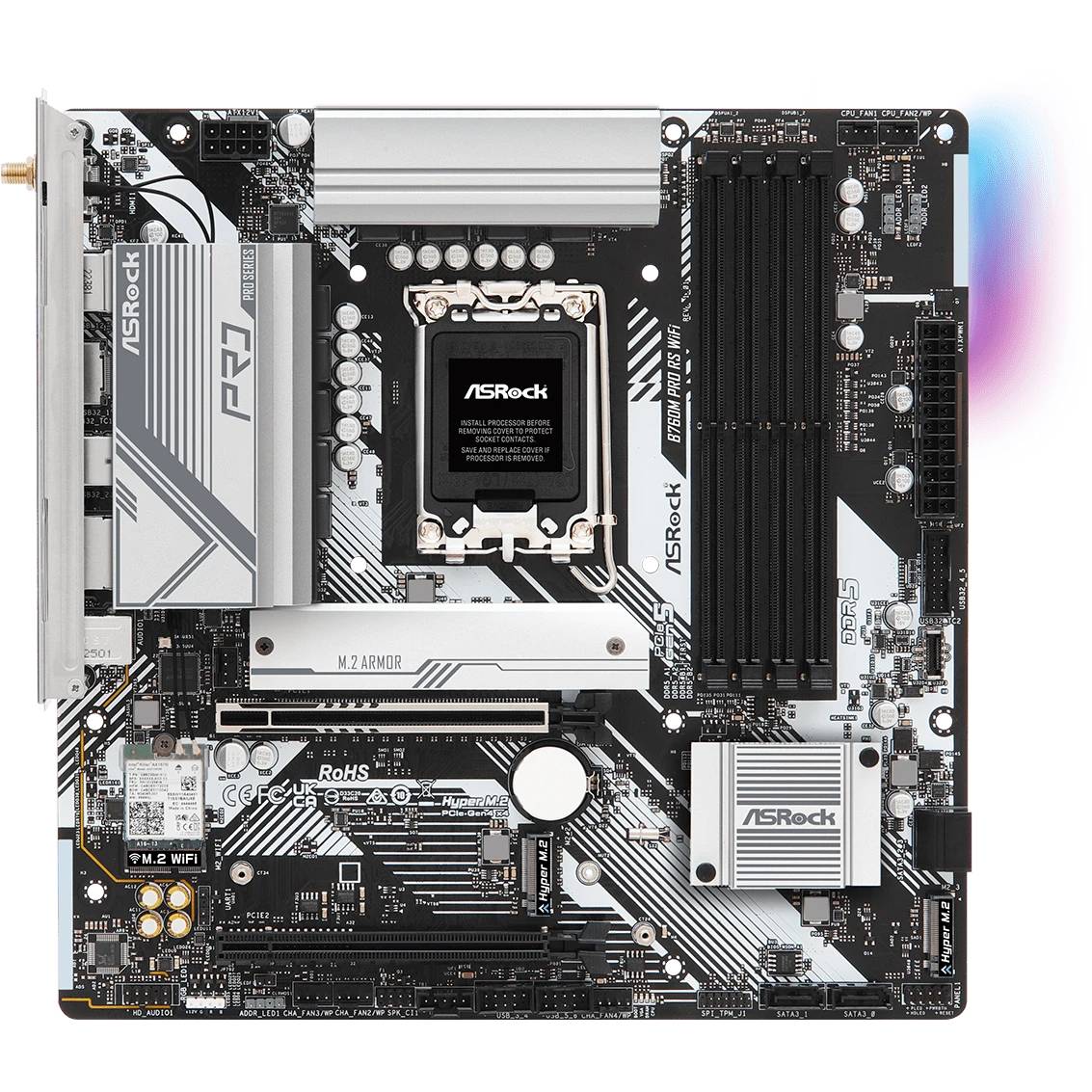 Материнская плата ASRock B760M Pro RS WiFi, LGA1700, (HDMI, DP), 4xDDR V, mATX