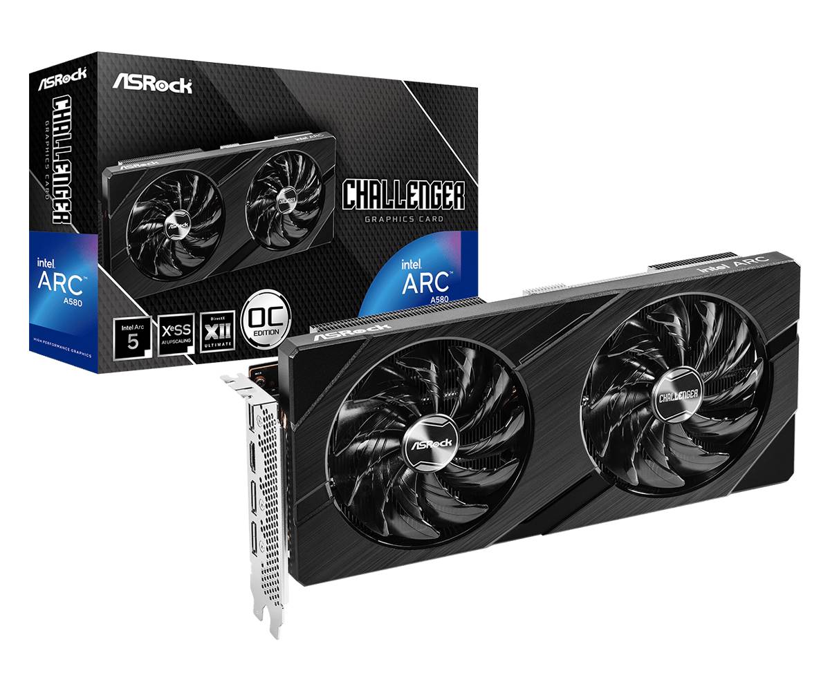Видеокарта Intel Arc A580, 8Gb GDDR6 256bit, ASRock Intel Arc A580 Challenger 8GB OC (A580 CL 8GO), RTL