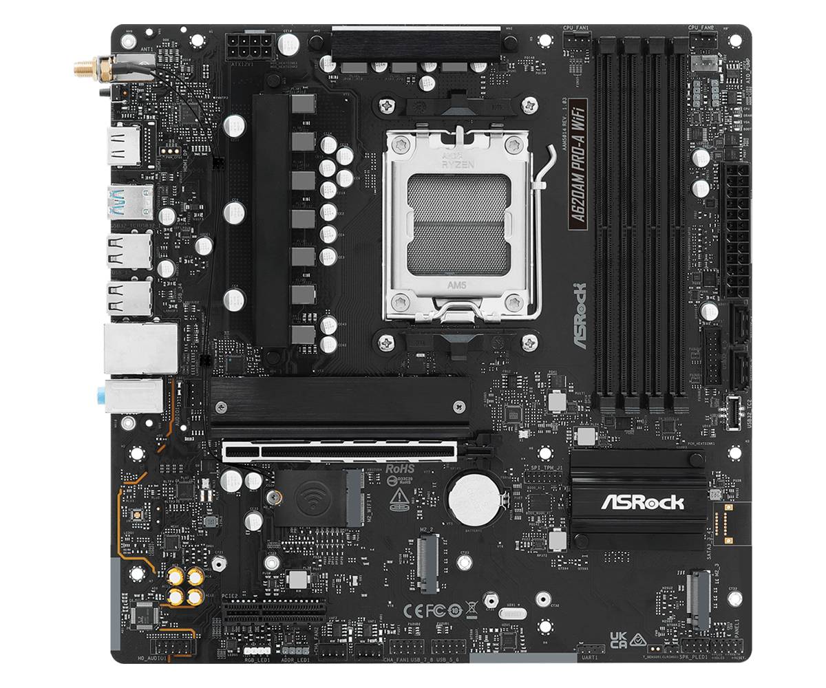 Материнская плата ASRock A620AM Pro-A WiFi, AM5, (HDMI), 4xDDR V, mATX