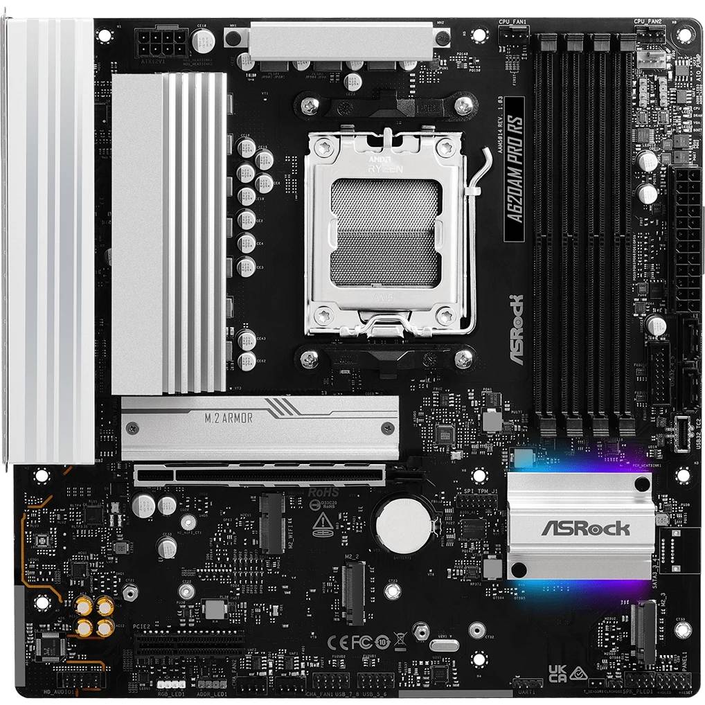 Материнская плата ASRock A620AM Pro RS, AM5, (HDMI, DP), 4xDDR V, mATX