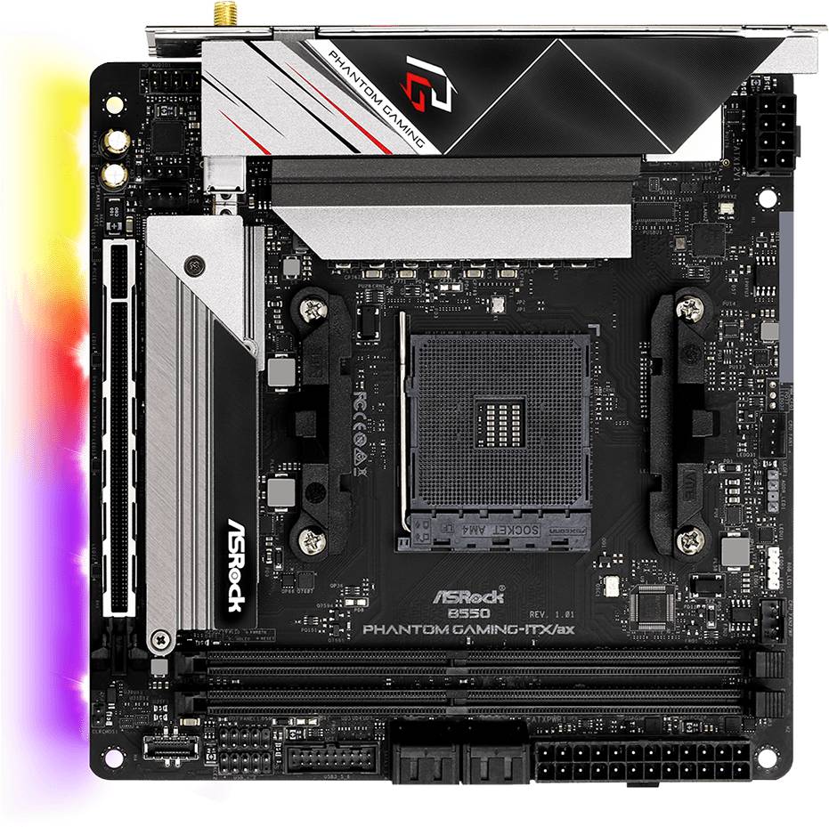 Материнская плата ASRock B550 Phantom Gaming-ITX/ax, AM4, (HDMI, DP), 2xDDR IV, mini-ITX