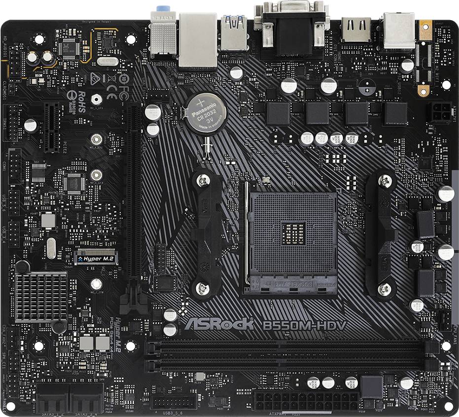 Материнская плата ASRock B550M-HDV, AM4, (VGA, DVI, HDMI), 2xDDR IV, mATX, OEM