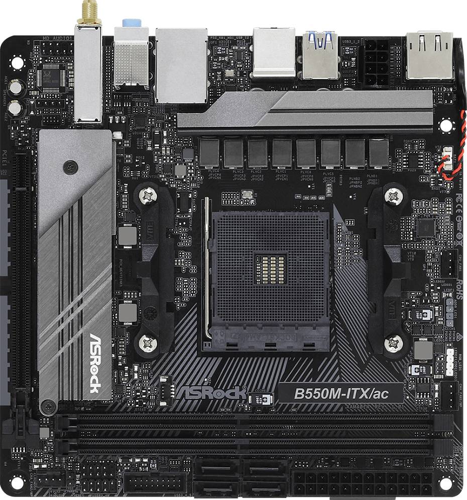 Материнская плата ASRock B550M-ITX/AC, AM4, (DP, HDMI), 2xDDR IV, mini ITX