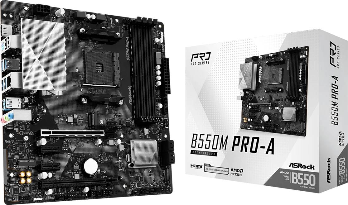 Материнская плата ASRock B550M PRO-A, AM4, (HDMI), 4xDDR IV, mATX