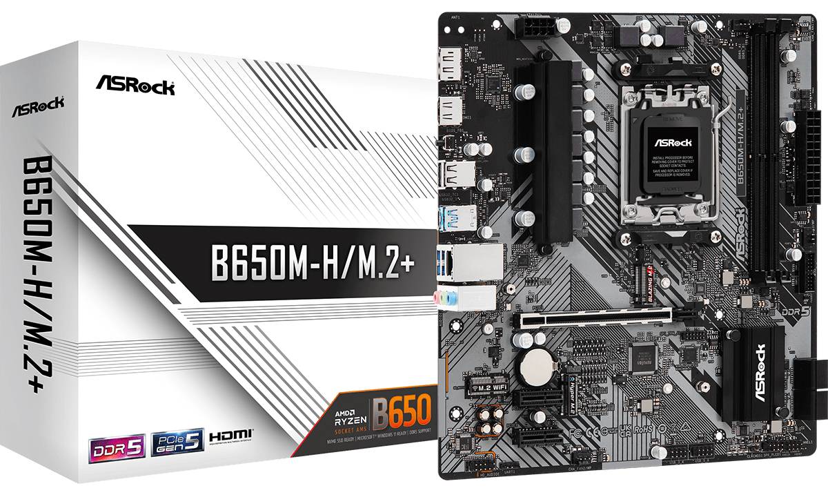 Материнская плата ASRock B650M-H/M.2+, AM5, (HDMI, DP), 2xDDR V, mATX