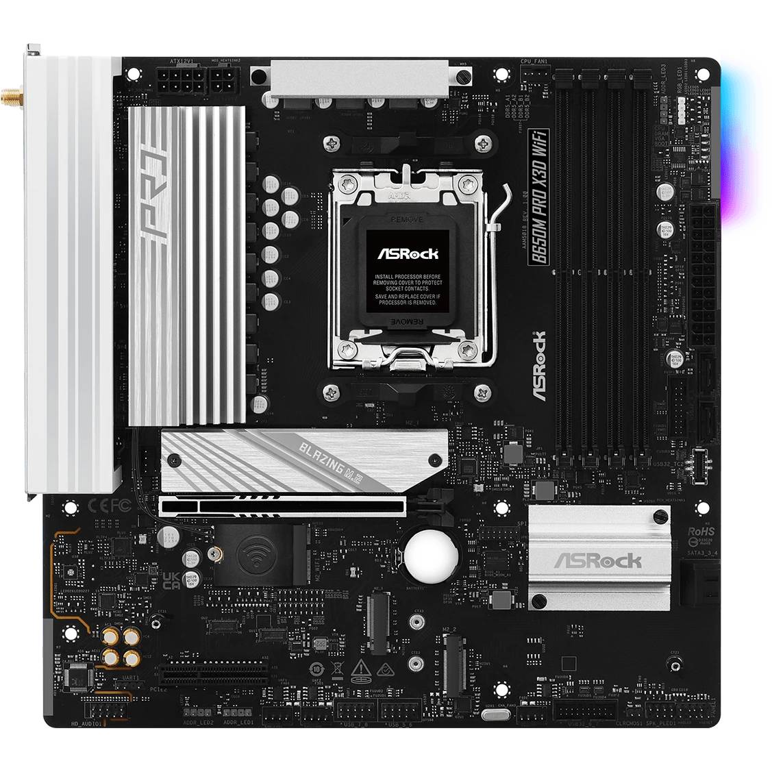 Материнская плата ASRock B650M PRO X3D WIFI, AM5, (HDMI, DP), 4xDDR V, mATX