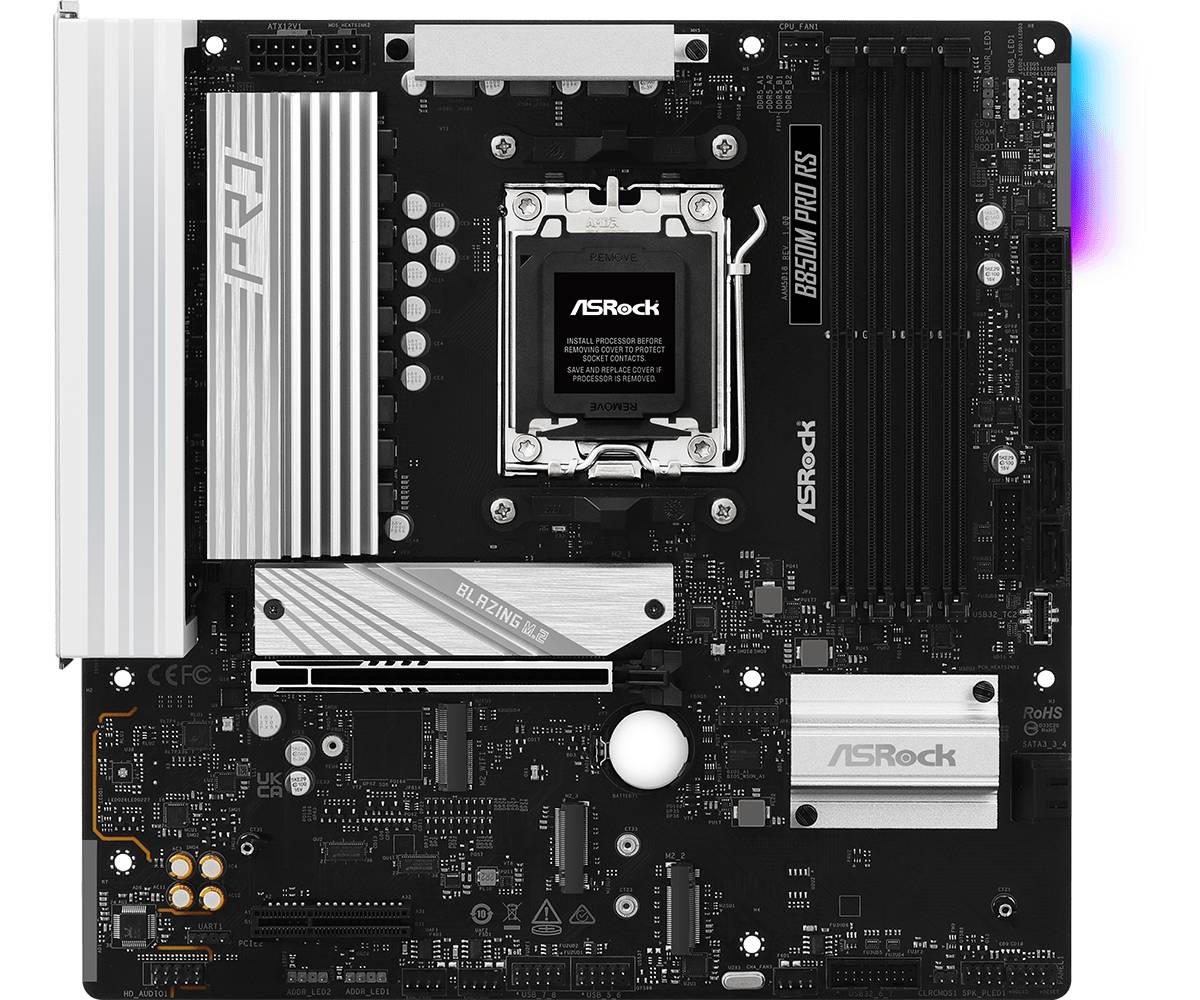 Материнская плата ASRock B850M PRO RS, AM5, (HDMI, DP), 4xDDR V, mATX
