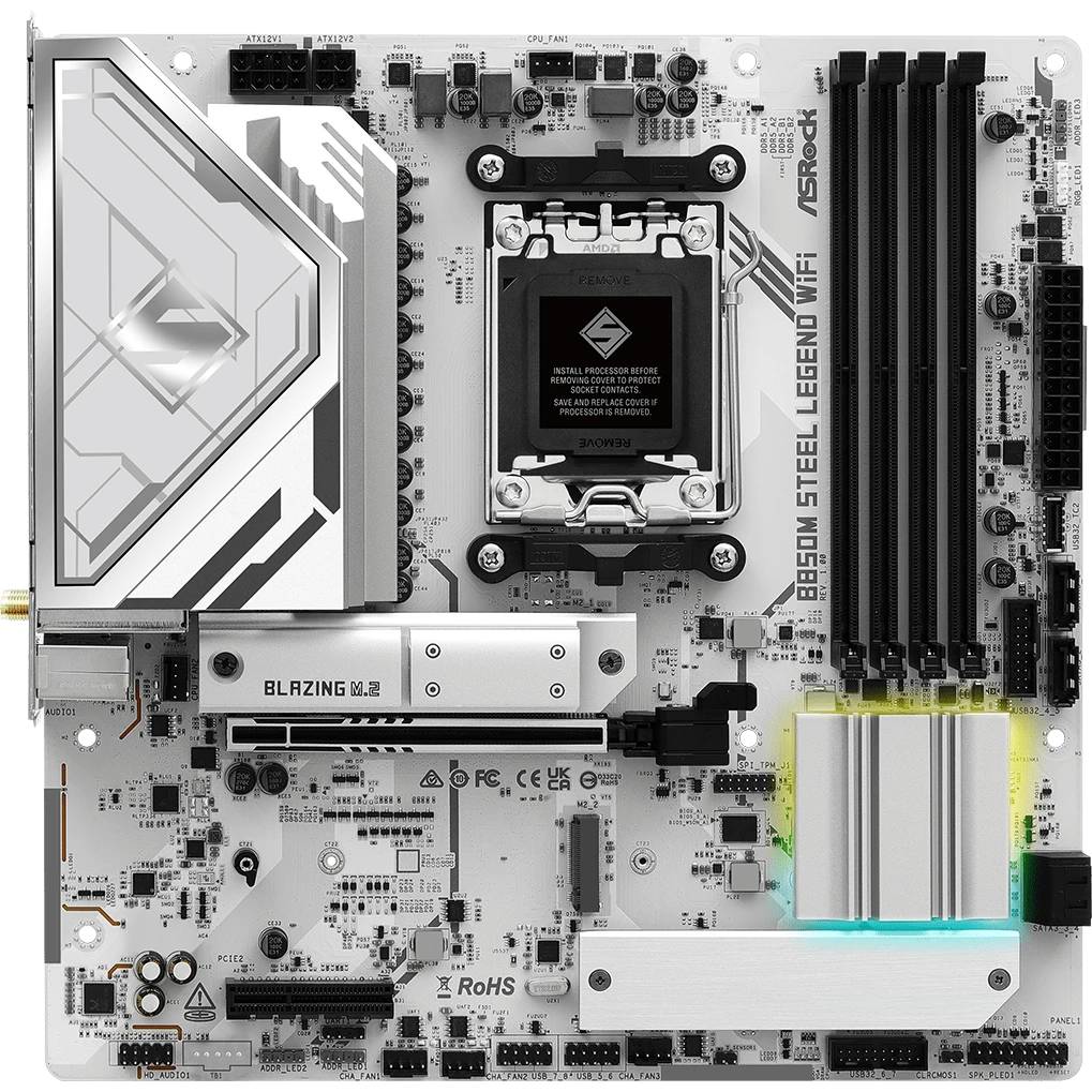 Материнская плата ASRock B850M STEEL LEGEND WIFI, AM5, (HDMI, DP), 4xDDR V, mATX