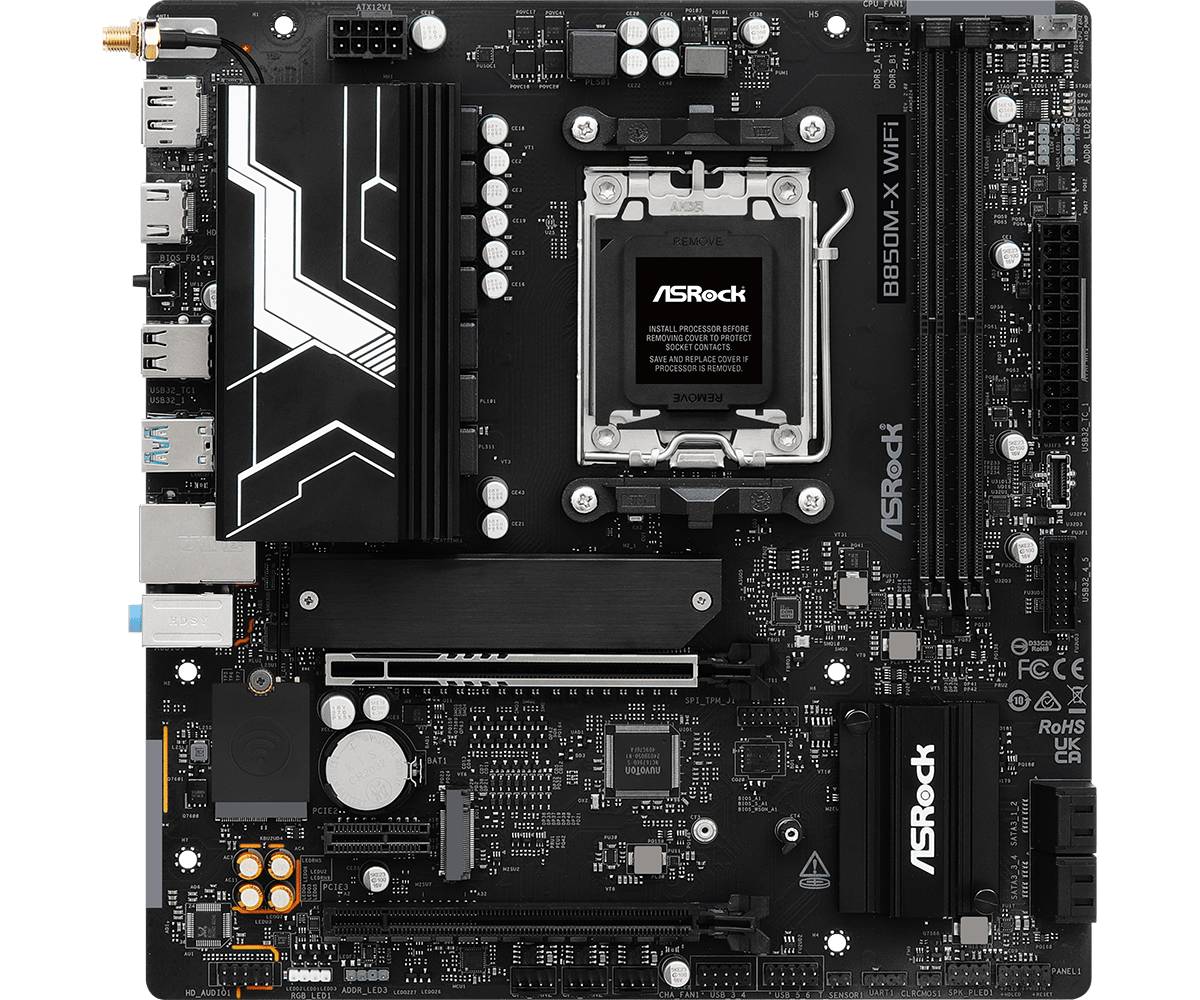 Материнская плата ASRock B850M-X WIFI R2.0, AM5, (HDMI, DP), 2xDDR V, mATX