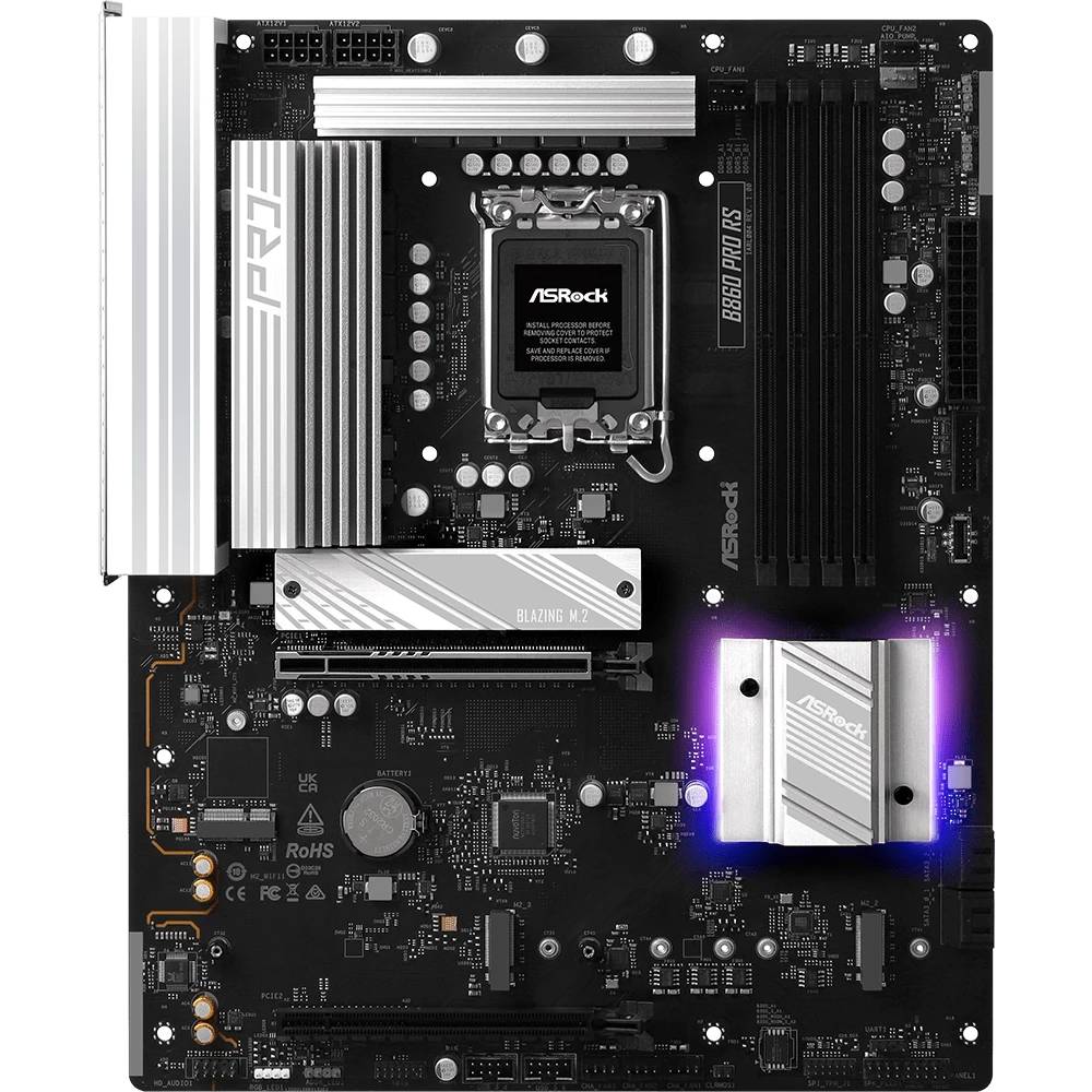 Материнская плата ASRock B860 PRO RS, LGA1851, (HDMI,DP), 4xDDR V, ATX