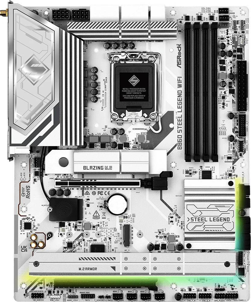 Материнская плата ASRock B860 STEEL LEGEND WIFI, LGA1851, (HDMI,DP), 4xDDR V, ATX