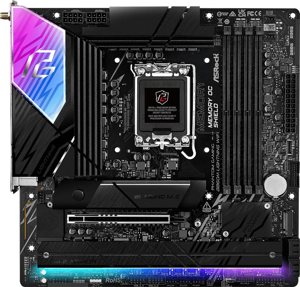 Материнская плата ASRock B860M LIGHTNING WIFI, LGA1851, (HDMI, DP), 4xDDR V, mATX
