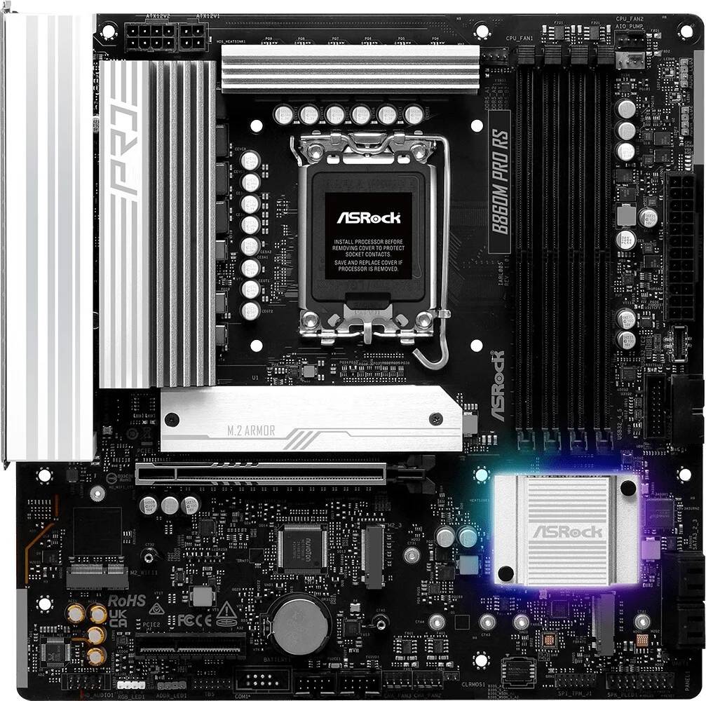 Материнская плата ASRock B860M PRO RS WIFI, LGA1851, (HDMI, DP), 4xDDR V, mATX