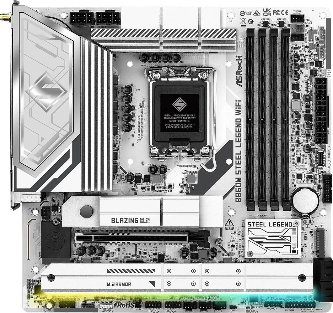 Материнская плата ASRock B860M STEEL LEGEND WIFI, LGA1851, (HDMI,DP), 4xDDR V, mATX
