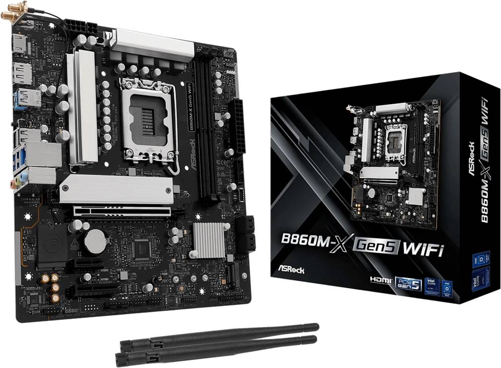 Материнская плата ASRock B860M-X Gen5 WiFi, LGA1851, (HDMI, DP), 2xDDR V, mATX