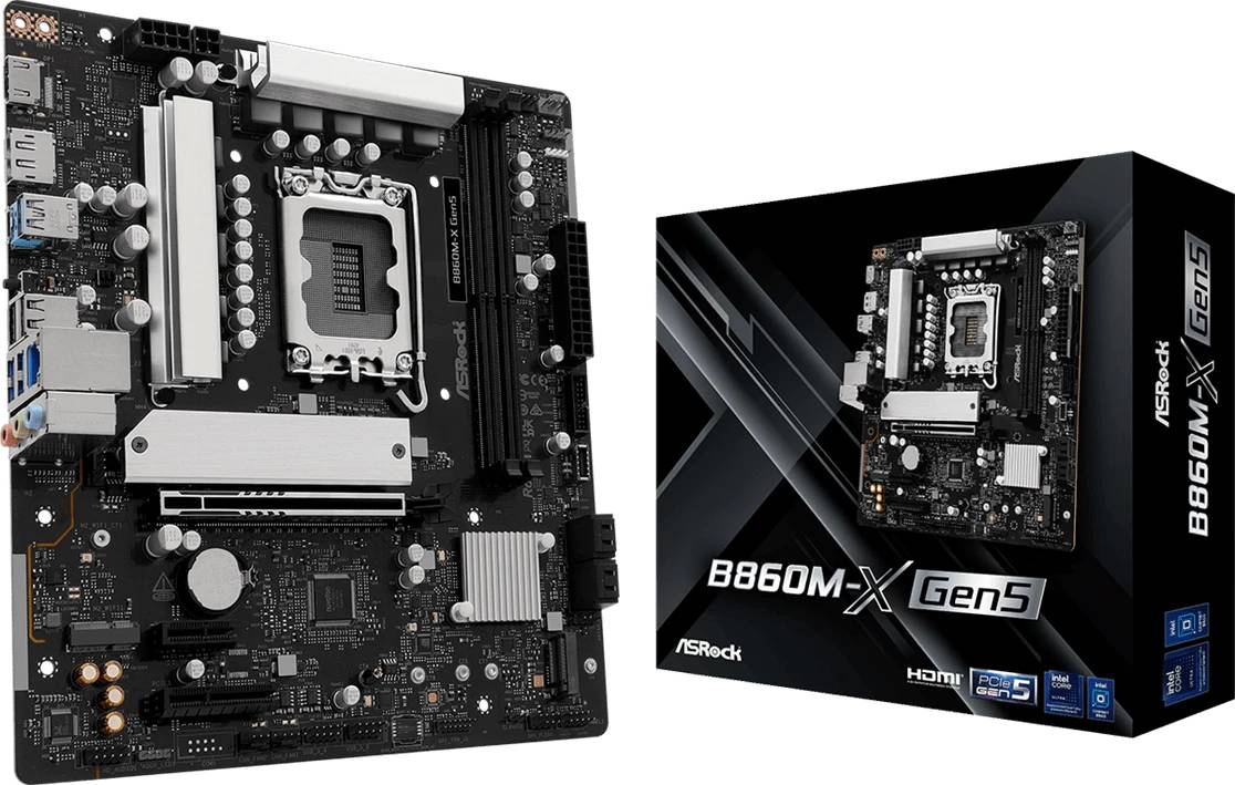 Материнская плата ASRock B860M-X Gen5, LGA1851, (HDMI, DP), 2xDDR V, mATX
