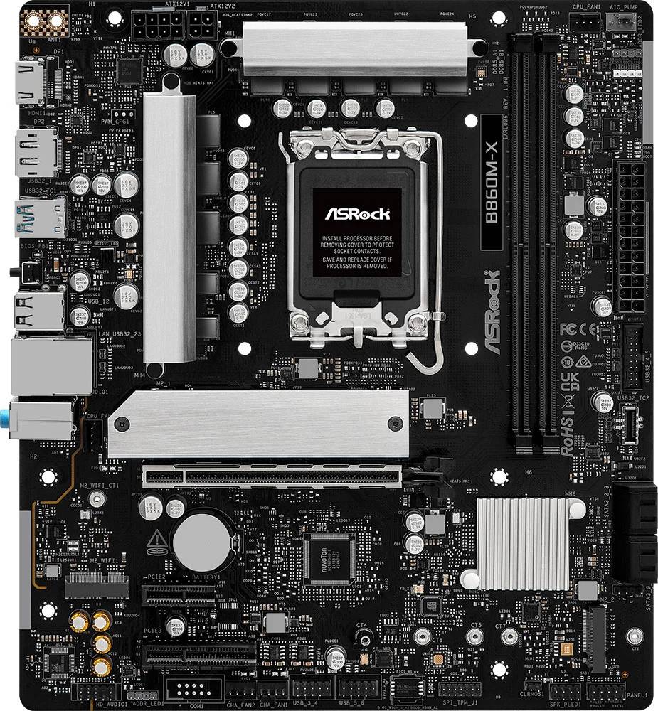Материнская плата ASRock B860M-X WIFI, LGA1851, (HDMI, DP), 2xDDR V, mATX