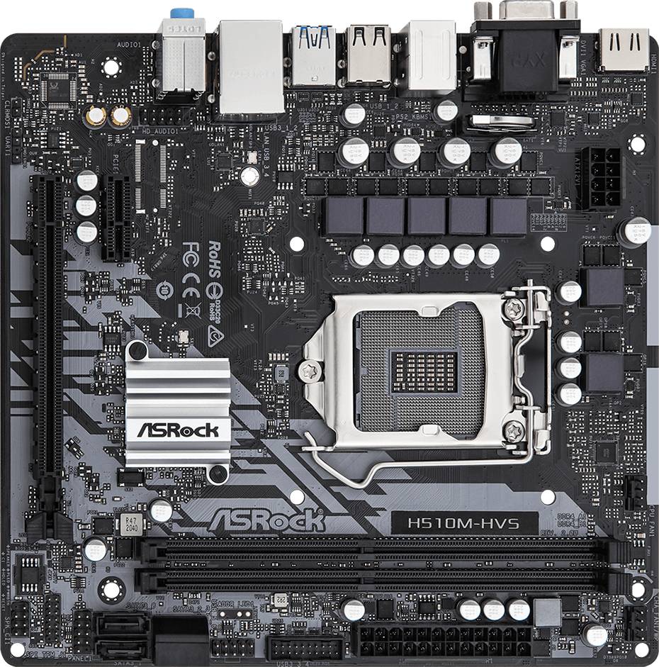 Материнская плата ASRock H510M-HVS R2.0, LGA1200, (VGA, HDMI), 2xDDR IV, (нет M.2!!!), mATX