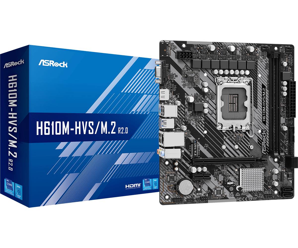 Материнская плата ASRock H610M-HVS/M.2 R2.0, LGA1700, (VGA, HDMI), 2xDDR IV, mATX