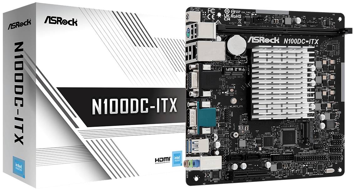 Комплект для ПК ASRock N100DC-ITX, N100, (VGA, HDMI), 1xDDR IV, mini-ITX