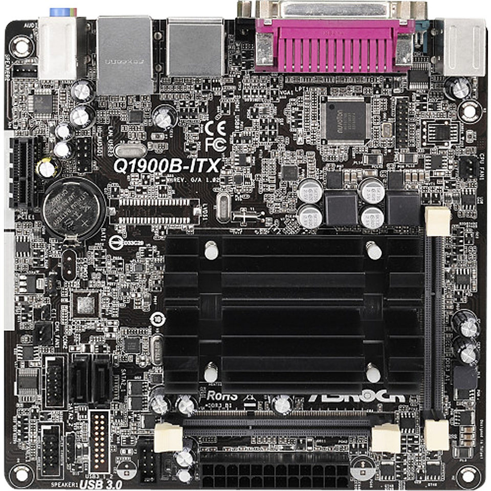 Комплект для ПК AsRock Q1900B-ITX, Celeron J1900, Video (VGA, HDMI), 2xSODIMM DDR III, mini-ITX