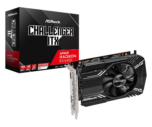 Видеокарта Radeon RX 6400, 4Gb GDDR6 64bit, ASRock RX6400 CLI 4G, RTL