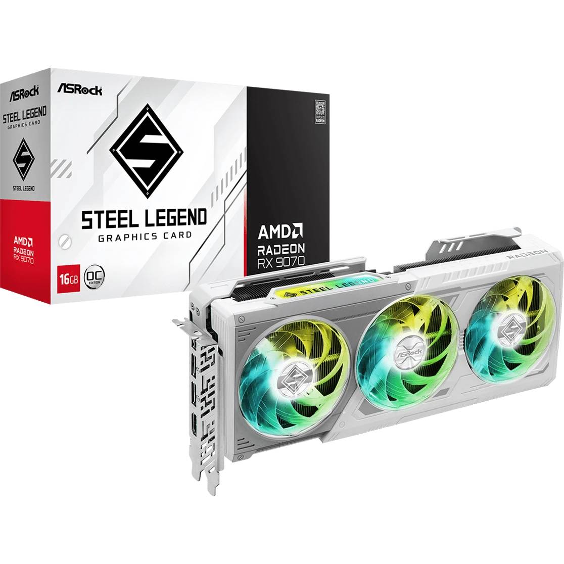 Видеокарта Radeon RX 9070, 16Gb GDDR6 256bit, AsRock Steel Legend OC 16Gb (RX9070 SL 16GO), RTL