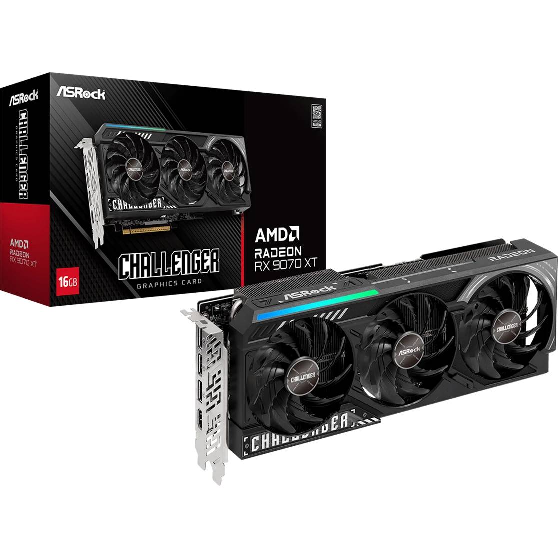 Видеокарта Radeon RX 9070XT, 16Gb GDDR6 256bit, AsRock Challenger 16Gb (RX9070XT CL 16G), RTL