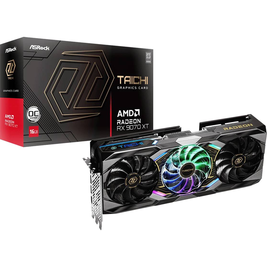 Видеокарта Radeon RX 9070XT, 16Gb GDDR6 256bit, AsRock Taichi OC 16Gb (RX9070XT TC 16GO), RTL