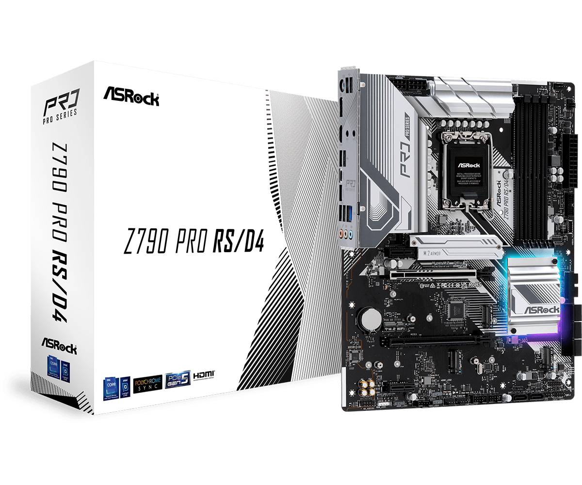 Материнская плата ASRock Z790 PRO RS/D4, LGA1700, (HDMI, DP), 4xDDR IV, ATX