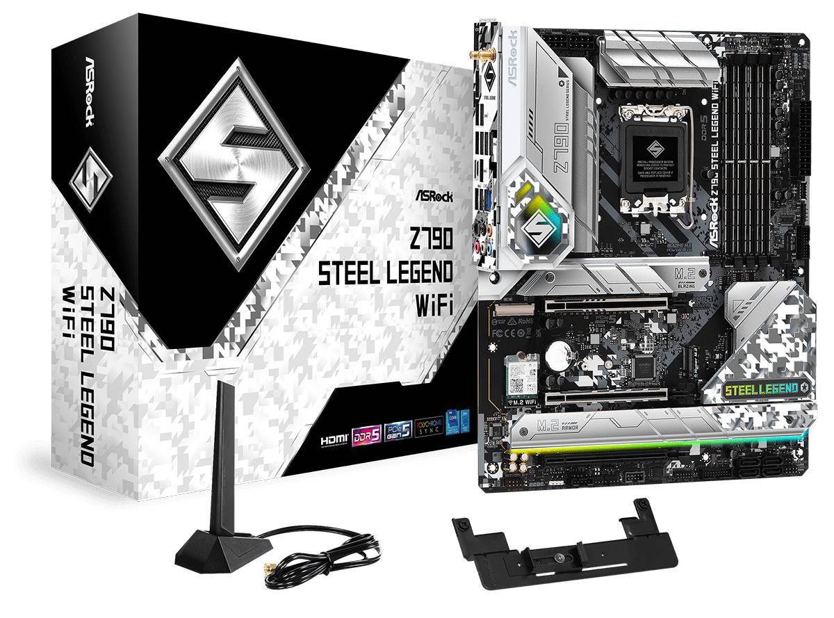 Материнская плата ASRock Z790 Steel Legend WiFi, LGA1700, (HDMI, DP), 4xDDR V, ATX