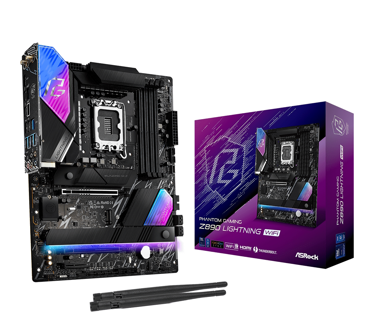 Материнская плата ASRock Z890 Lightning WiFi, LGA1851, (HDMI), 4xDDR V, ATX