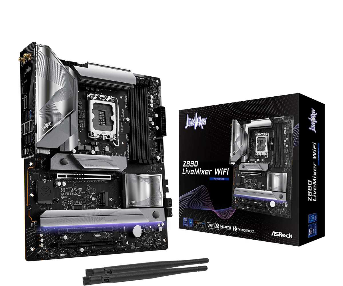 Материнская плата ASRock Z890 LiveMixer WiFi, LGA1851, (HDMI), 4xDDR V, ATX