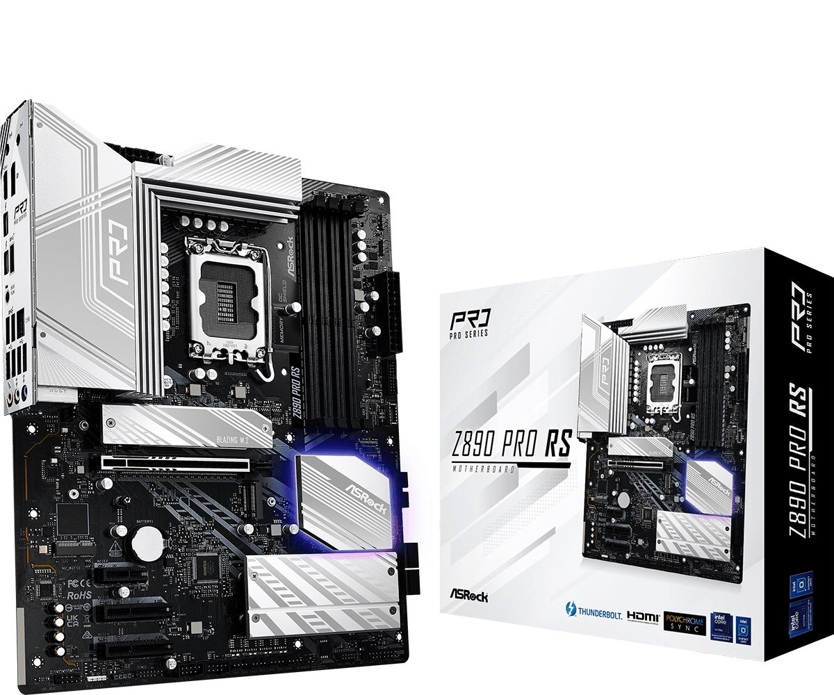 Материнская плата ASRock Z890 Pro RS, LGA1851, (HDMI), 4xDDR V, ATX