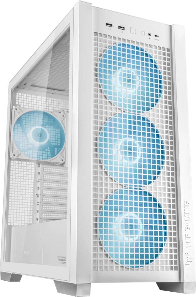 Корпус Asus TUF Gaming GT302 TG ARGB, белый, без БП, E-ATX (90DC00I3-B19000)