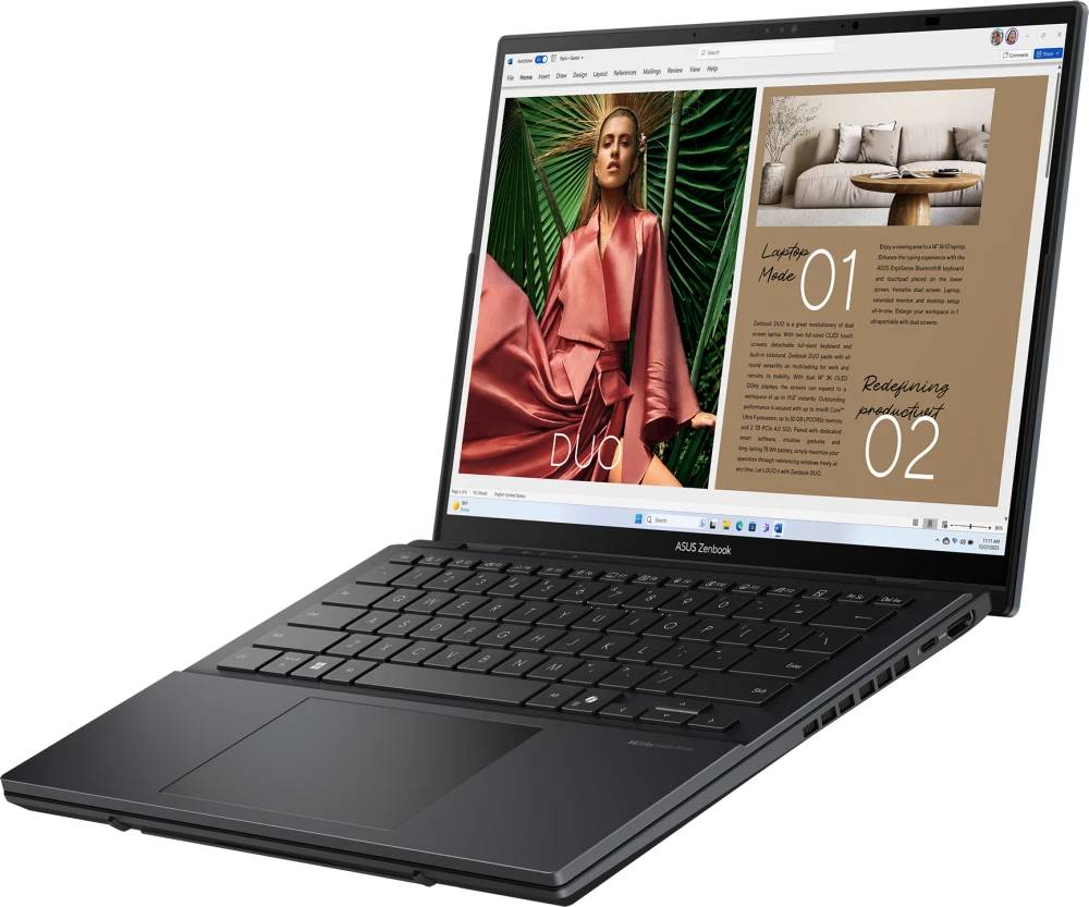 Ноутбук Asus ZenBook Duo 14 OLED UX8406CA-QL078W, 14" OLED Touch, Core Ultra 7 255H/ 32Gb/ 1TbSSD/ W11/ Black (90NB14X1-M00M30)
