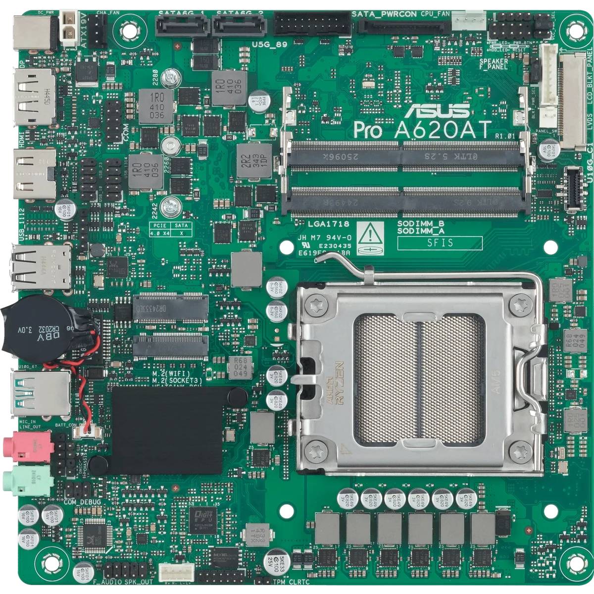 Материнская плата Asus PRO A620AT-CSM, AM5, (HDMI, DP), 2xDDR V, mini-ITX