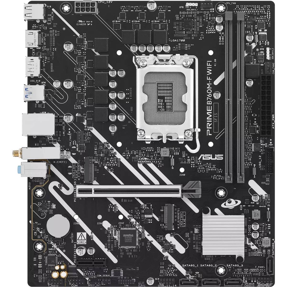 Материнская плата Asus Prime B760M-F WiFi, LGA1700, (HDMI, DP), 2xDDR V, mATX