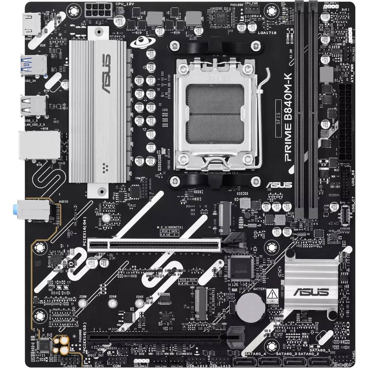 Материнская плата Asus PRIME B840M-K, AM5, (HDMI), 2xDDR V, mATX