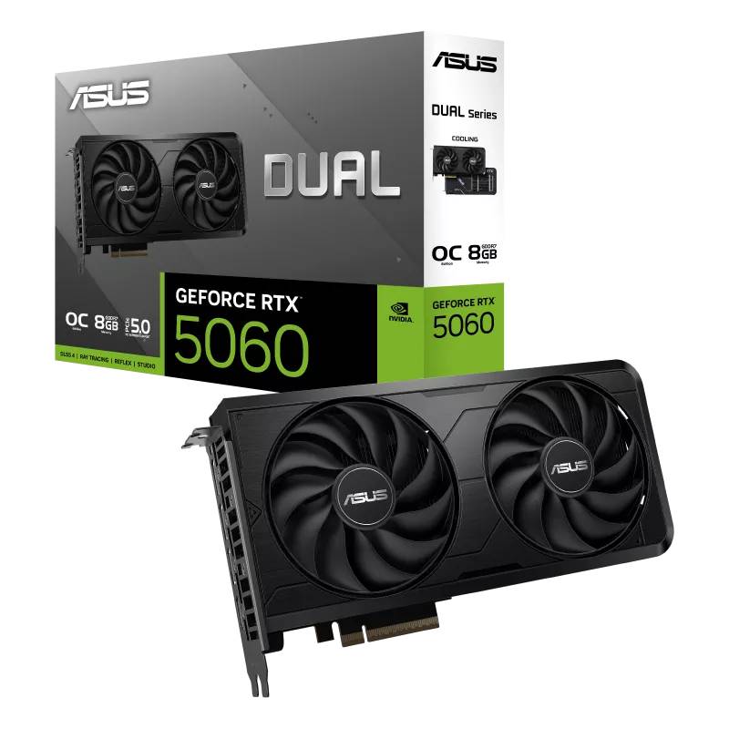 Видеокарта GeForce RTX 5060, 8Gb GDDR7 128bit, Asus RTX 5060 DUAL EVO OC 8GB DUAL-RTX5060-O8G-EVO, RTL