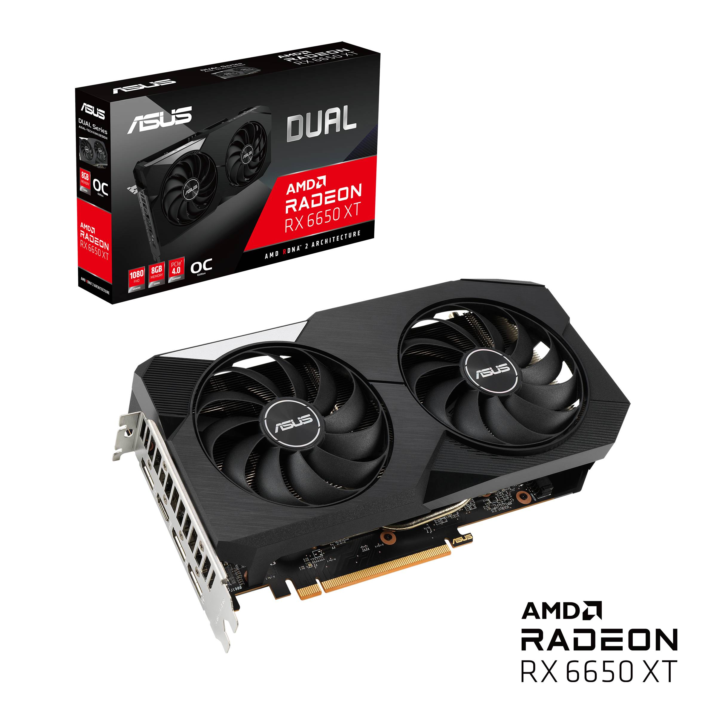 Видеокарта Radeon RX 6650 XT, 8Gb GDDR6 128bit, Asus DUAL-RX6650XT-O8G, RTL