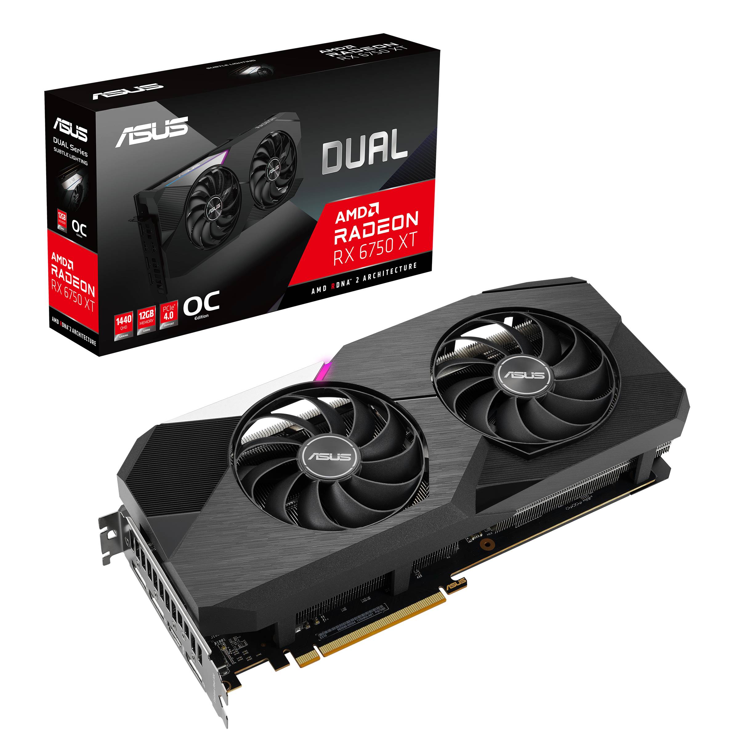 Видеокарта Radeon RX 6750 XT, 12Gb GDDR6 192bit, Asus DUAL-RX6750XT-O12G, RTL