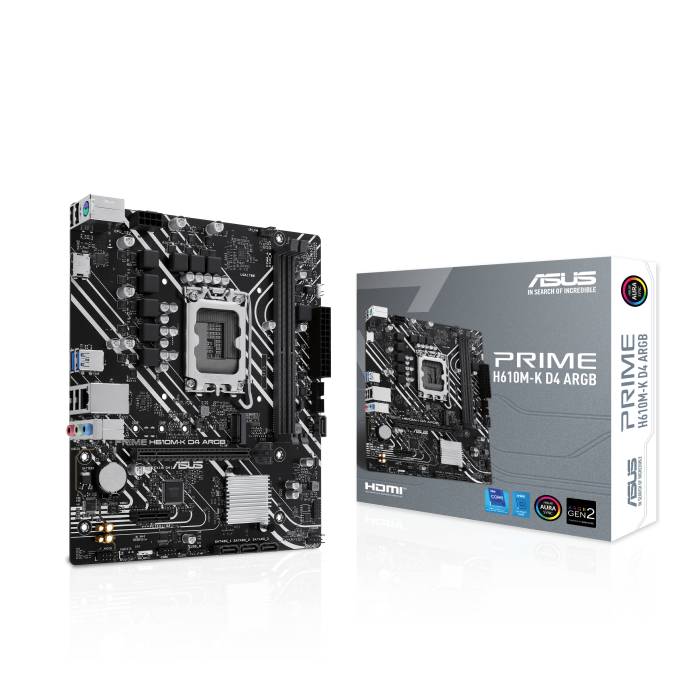 Материнская плата Asus Prime H610M-K D4 ARGB, LGA1700, (HDMI), 2xDDR IV, mATX