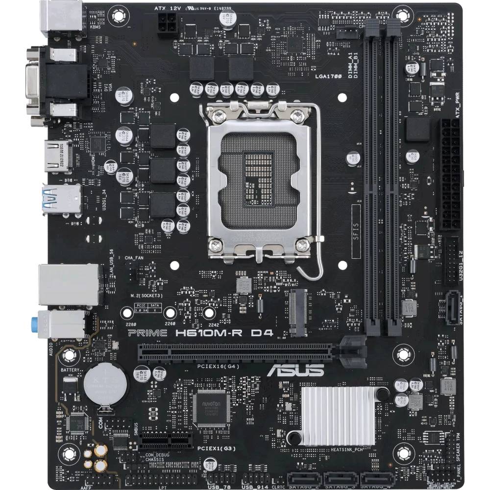Материнская плата Asus Prime H610M-R D4-SI, LGA1700, (VGA, DVI, HDMI), 2xDDR IV, mATX (ТОЛЬКО В СОСТАВЕ ПЭВМ)