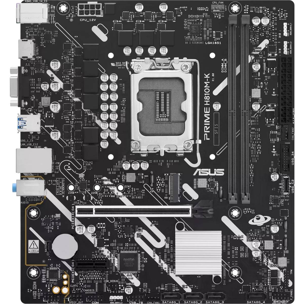 Материнская плата ASUS PRIME H810M-K, LGA1851, (HDMI, VGA), 2xDDR V, mATX