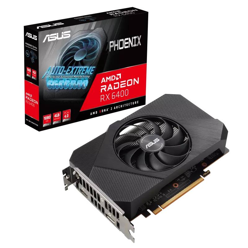 Видеокарта Radeon RX 6400, 4Gb GDDR6 64bit, Asus PH-RX6400-4G, RTL