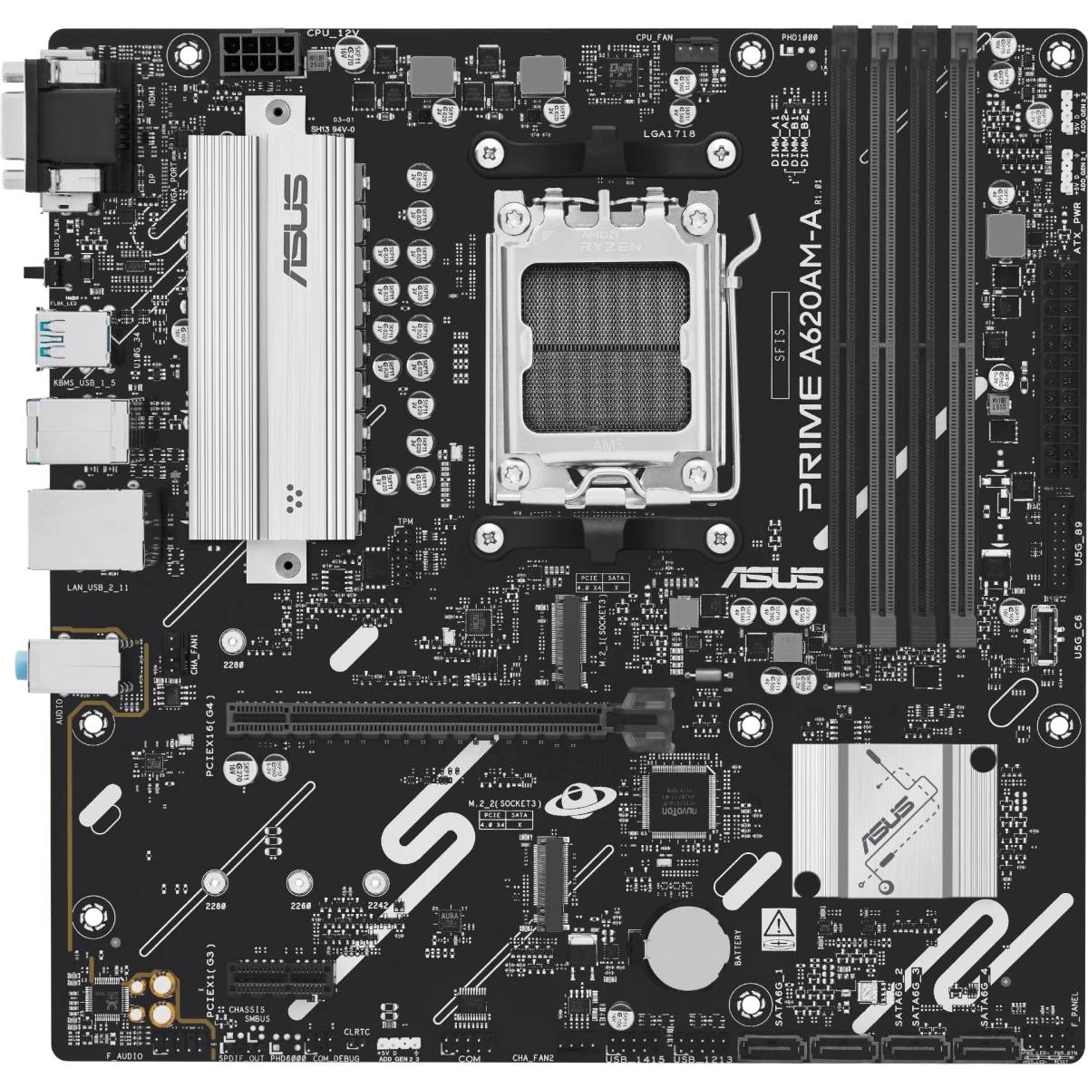 Материнская плата Asus PRIME A620AM-A-CSM, AM5, (HDMI, DP, VGA), 4xDDR V, mATX