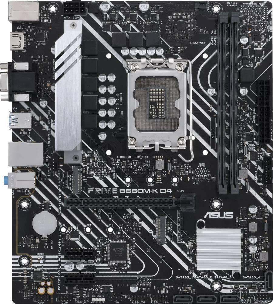 Материнская плата Asus Prime B660M-K D4, LGA1700, (VGA, HDMI), 2xDDR IV, mATX