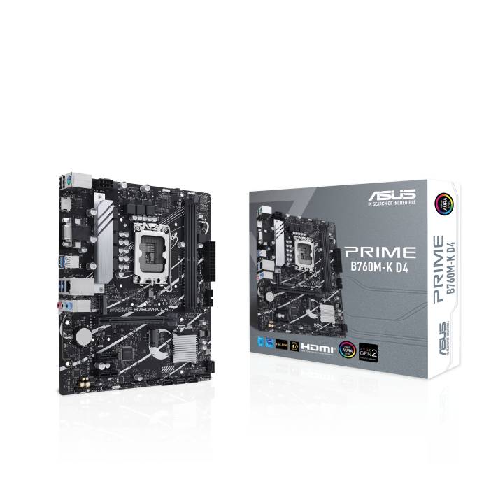 Материнская плата Asus Prime B760M-K D4, LGA1700, (VGA, HDMI), 2xDDR IV, mATX