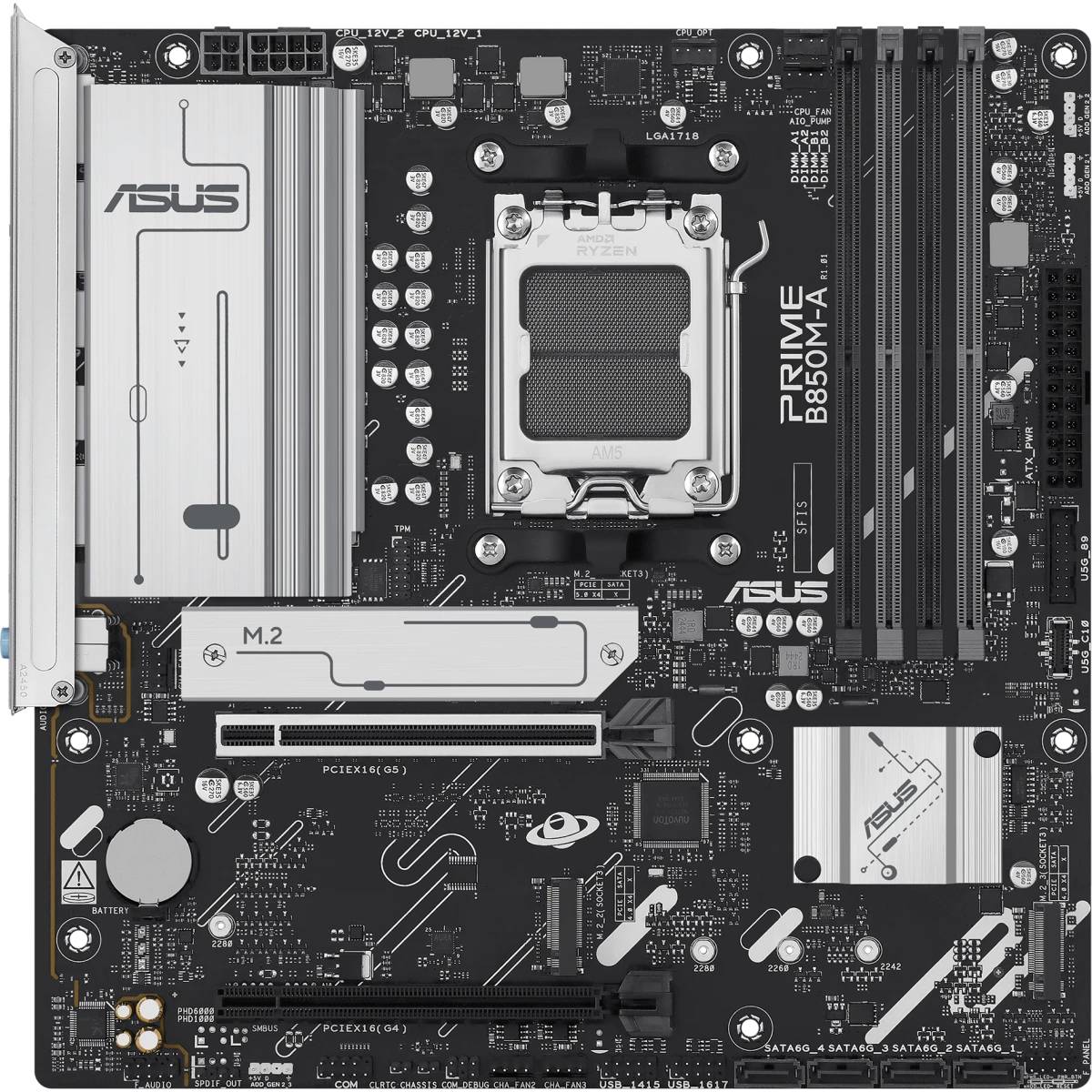 Материнская плата Asus PRIME B850M-A-CSM, AM5, (HDMI, 2xDP), 4xDDR V, mATX